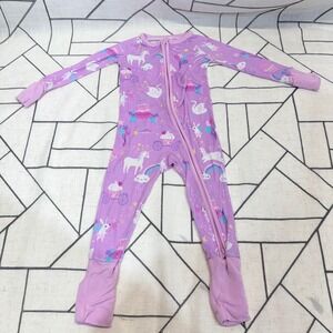 Little Sleepies Unicorn Rainbow Purple Lunaluxe Bamboo Zippy Romper 6-12 Months